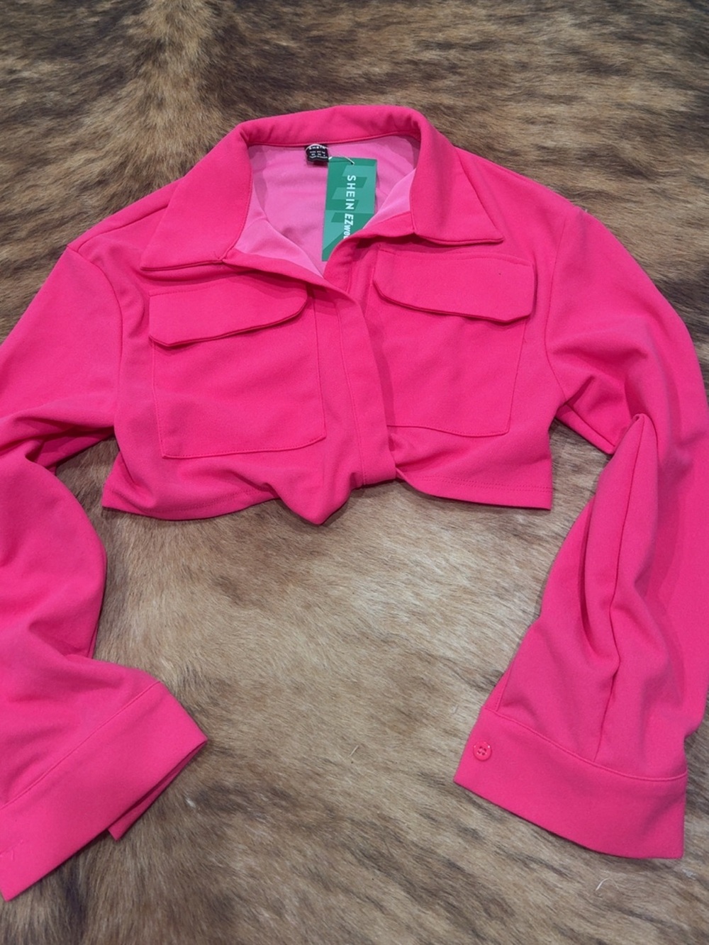SHEIN Bright Pink Cropped Jacket
